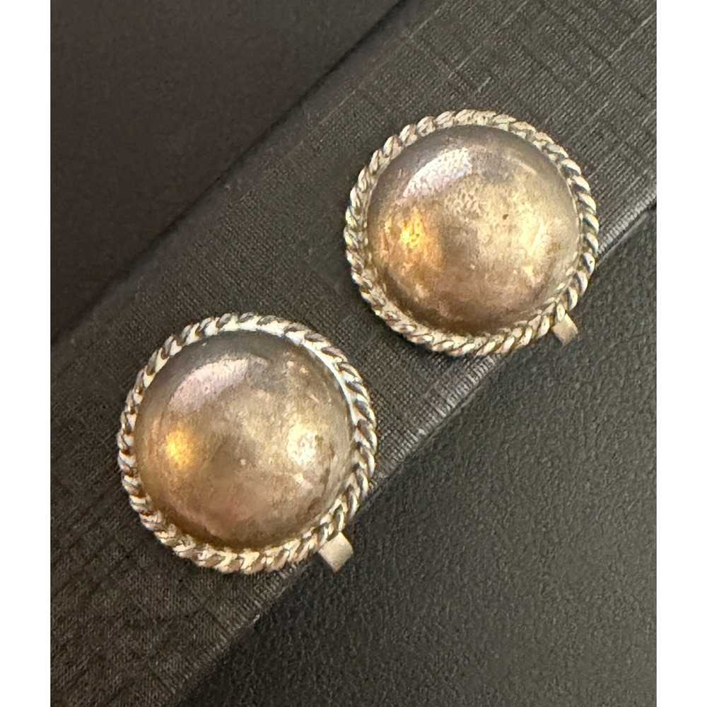 Vintage Rancho Alegre Earrings Sterling Silver Taxco Dome Screw Back